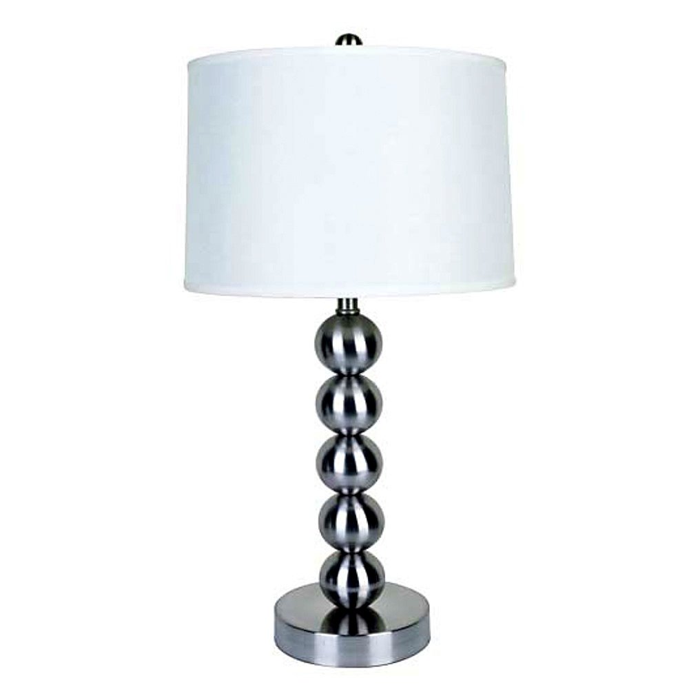 Silver Bauble Table Lamp with White Shade HomeRoots