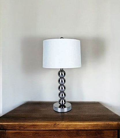 Silver Bauble Table Lamp with White Shade HomeRoots
