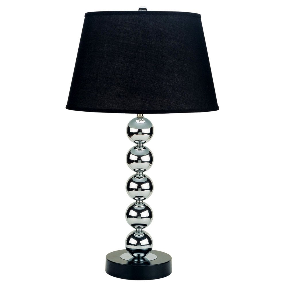 Silver Bauble Table Lamp with Black Shade — view 1