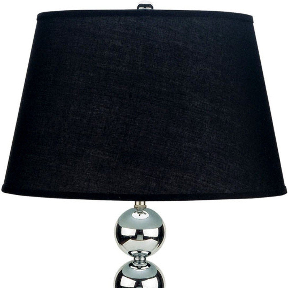 Silver Bauble Table Lamp with Black Shade — view 3