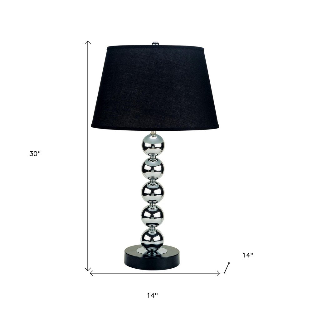 Silver Bauble Table Lamp with Black Shade — view 5
