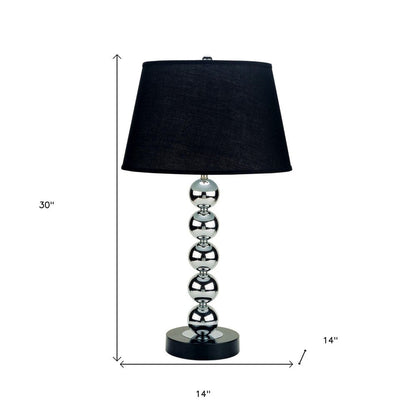 Silver Bauble Table Lamp with Black Shade HomeRoots
