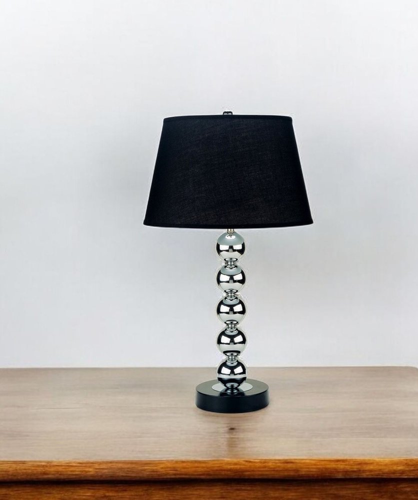 Silver Bauble Table Lamp with Black Shade — view 6