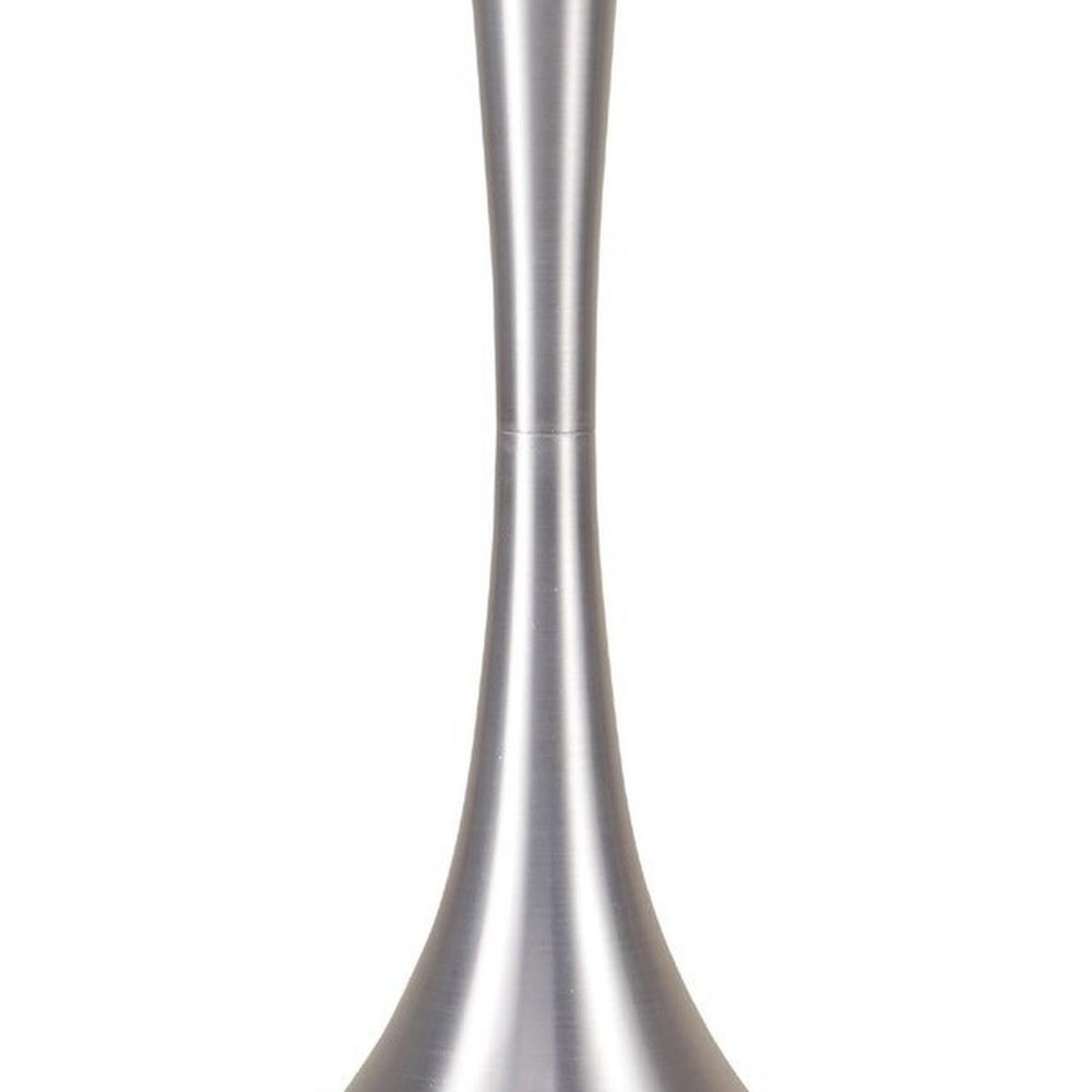28" Silver Metal Bedside Table Lamp With White Shade HomeRoots