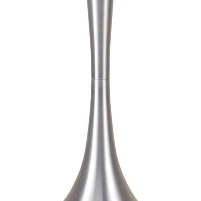 28" Silver Metal Bedside Table Lamp With White Shade HomeRoots