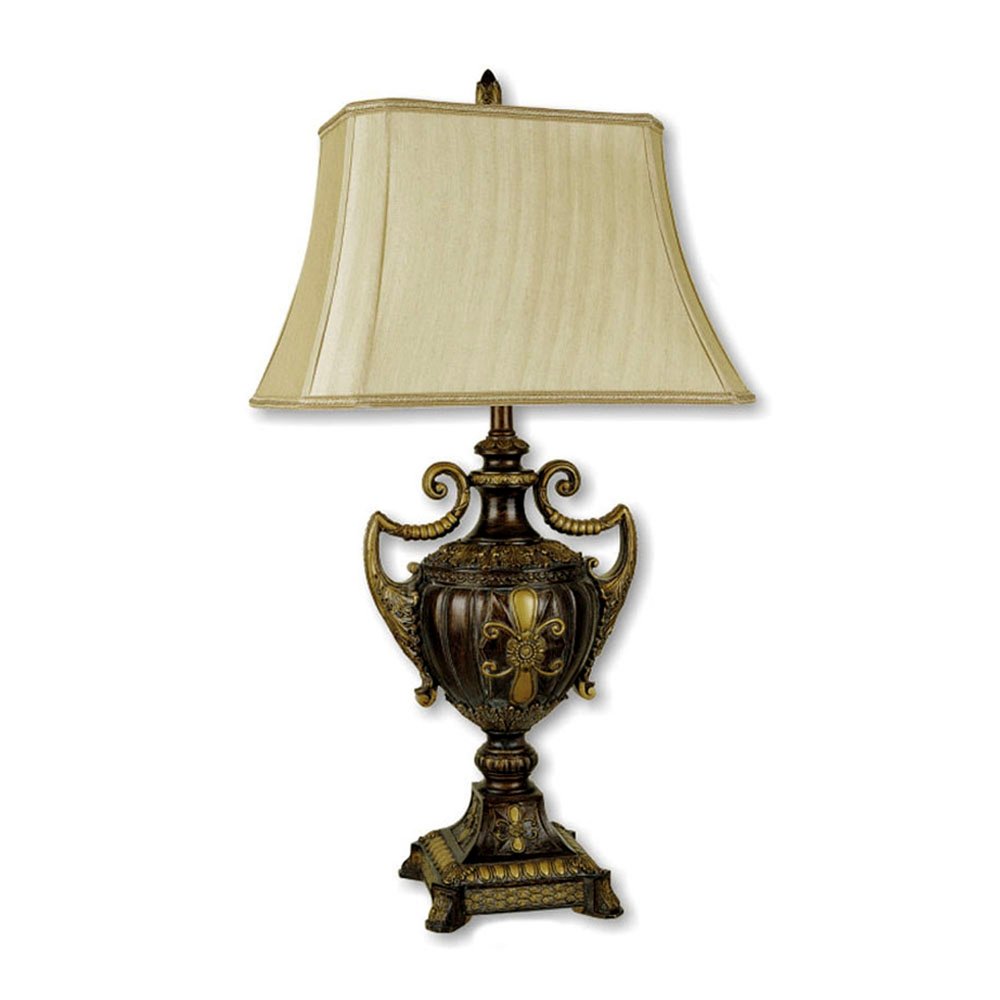 31" Gold Bedside Lamp With Bell Shade — view 1