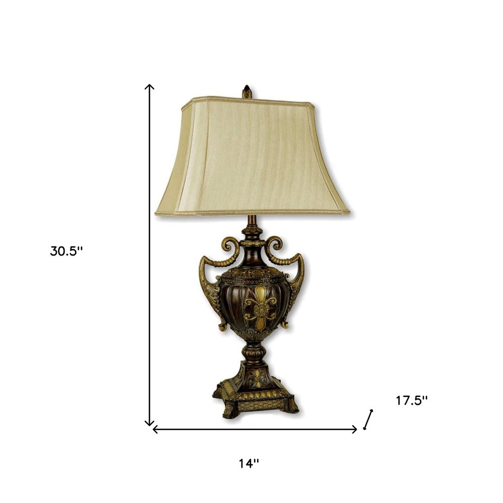 31" Gold Bedside Lamp With Bell Shade — view 5