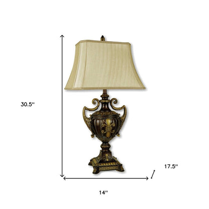 31" Gold Bedside Lamp With Bell Shade