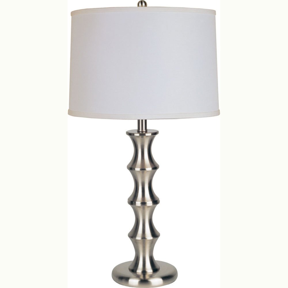 30" Black Solid Wood Bedside Table Lamp With White Shade — view 1