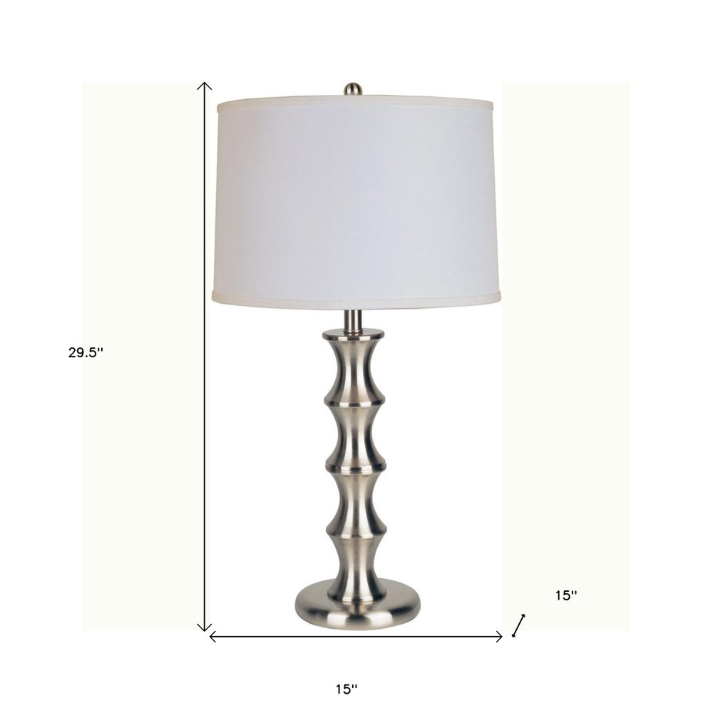 30" Black Solid Wood Bedside Table Lamp With White Shade — view 5