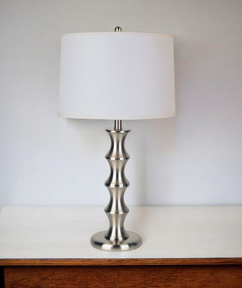 30" Black Solid Wood Bedside Table Lamp With White Shade HomeRoots