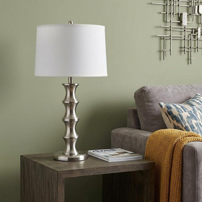 30" Black Solid Wood Bedside Table Lamp With White Shade HomeRoots