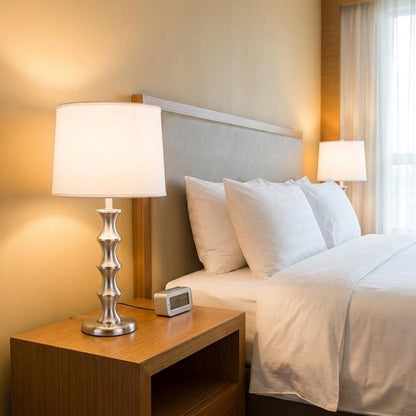 30" Black Solid Wood Bedside Table Lamp With White Shade HomeRoots