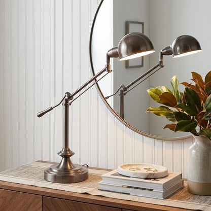 Silver Metal Swing Arm Table Lamp HomeRoots