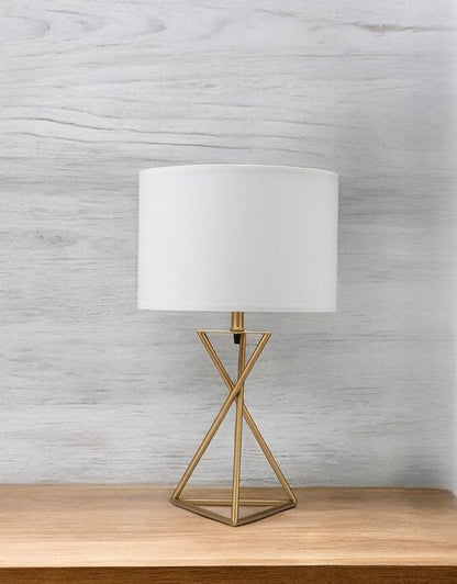 Contemporary Gold Geo Table Lamp with White Shade HomeRoots