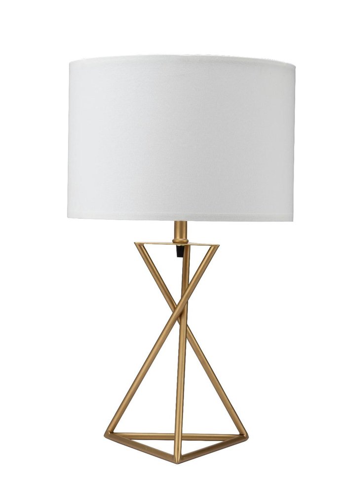 Contemporary Gold Geo Table Lamp with White Shade — view 1