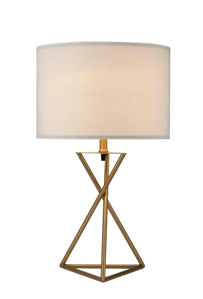 Contemporary Gold Geo Table Lamp with White Shade — view 2