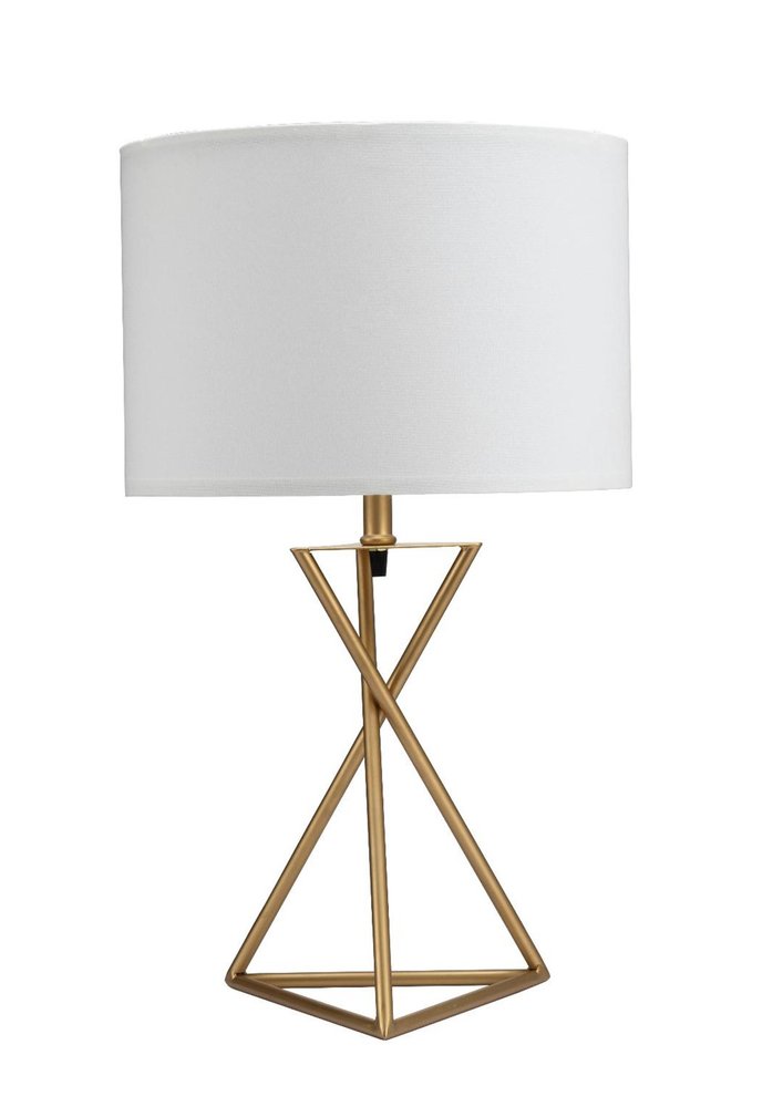 Contemporary Gold Geo Table Lamp with White Shade — view 3