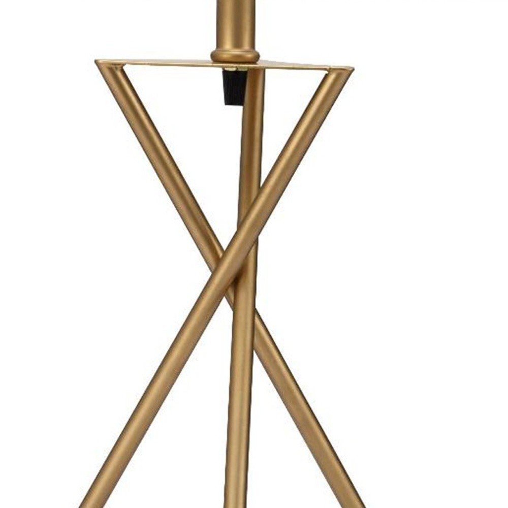Contemporary Gold Geo Table Lamp with White Shade — view 4