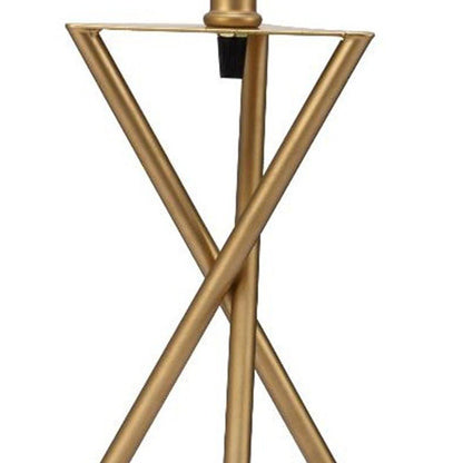 Contemporary Gold Geo Table Lamp with White Shade HomeRoots