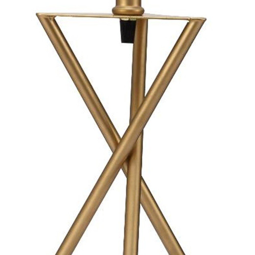Contemporary Gold Geo Table Lamp with White Shade — view 5