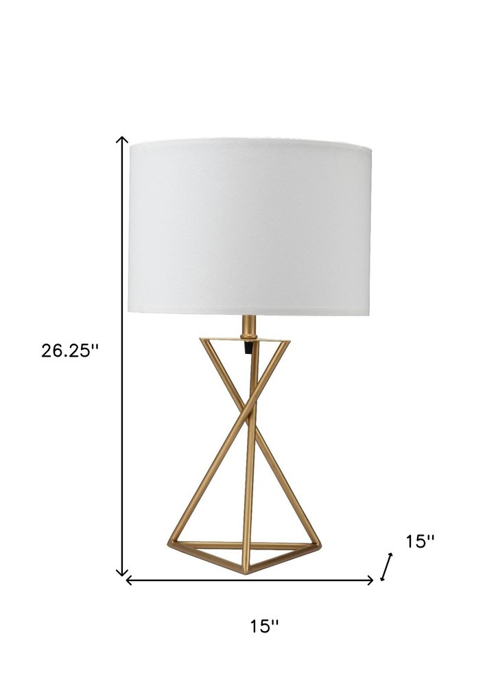 Contemporary Gold Geo Table Lamp with White Shade — view 6