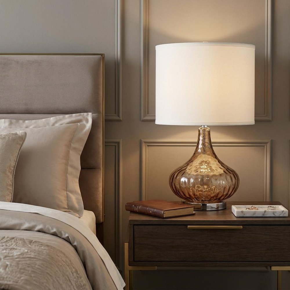 Brown Textured Glass Table Lamp HomeRoots