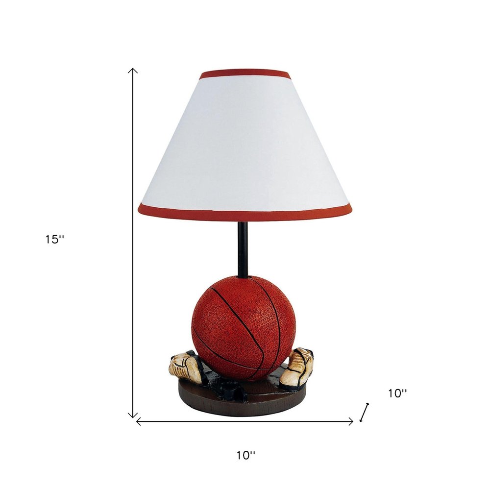 15" Orange Bedside Table Lamp With White Shade HomeRoots