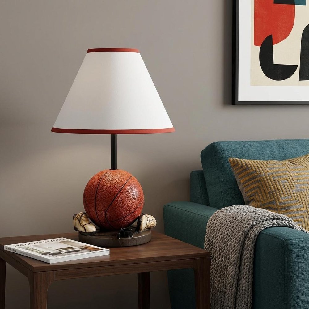 15" Orange Bedside Table Lamp With White Shade HomeRoots