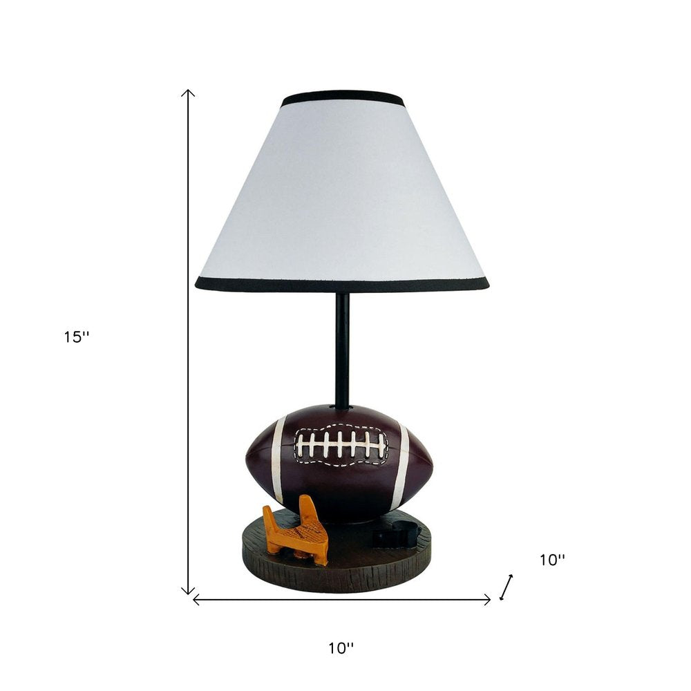 15" Brown Bedside Table Lamp With White Shade HomeRoots
