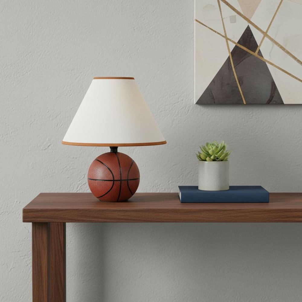 12" Orange Ceramic Bedside Table Lamp With White Shade HomeRoots