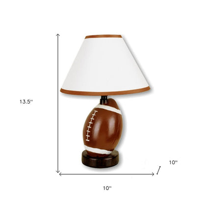 14" Brown Ceramic Novelty Bedside Lamp With Brown And White Empire Shade HomeRoots