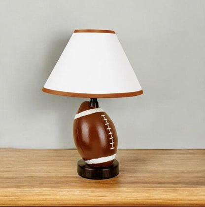 14" Brown Ceramic Novelty Bedside Lamp With Brown And White Empire Shade HomeRoots