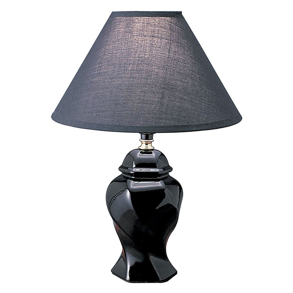 13" Black Ceramic Bedside Table Lamp With Black Shade — view 1