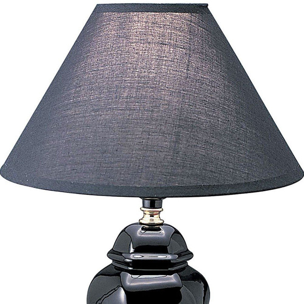 13" Black Ceramic Bedside Table Lamp With Black Shade — view 3