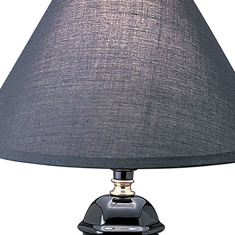 13" Black Ceramic Bedside Table Lamp With Black Shade — view 4