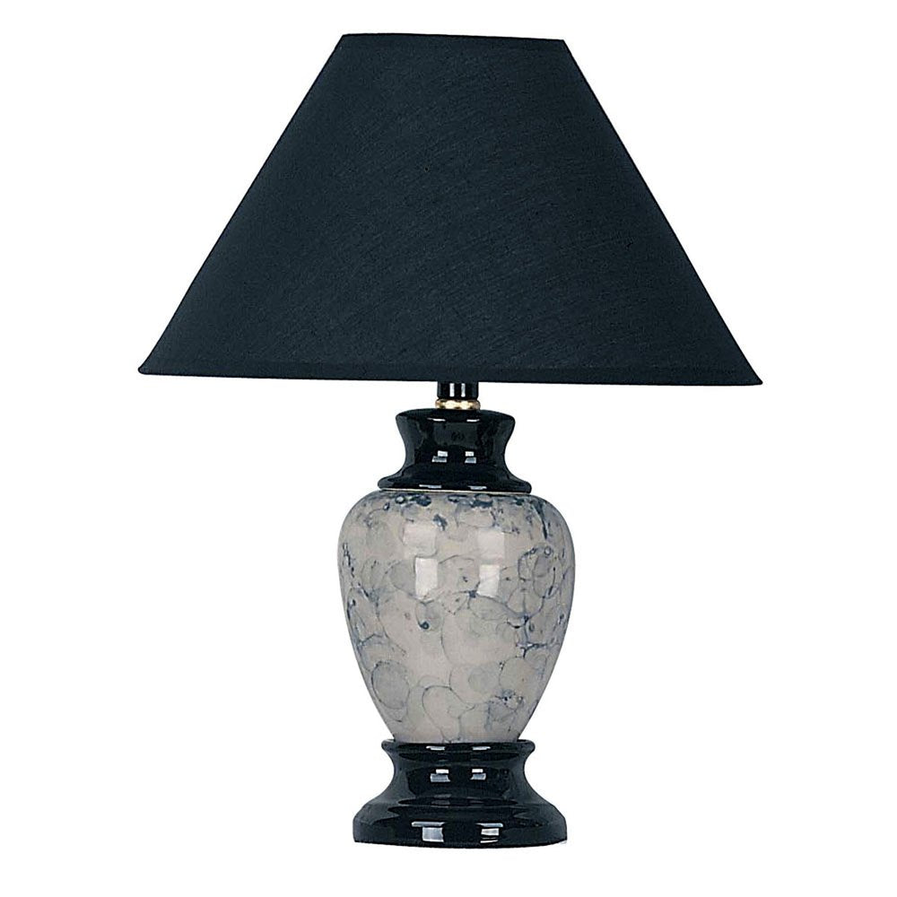 13" Black Ceramic Bedside Table Lamp With Black Shade HomeRoots