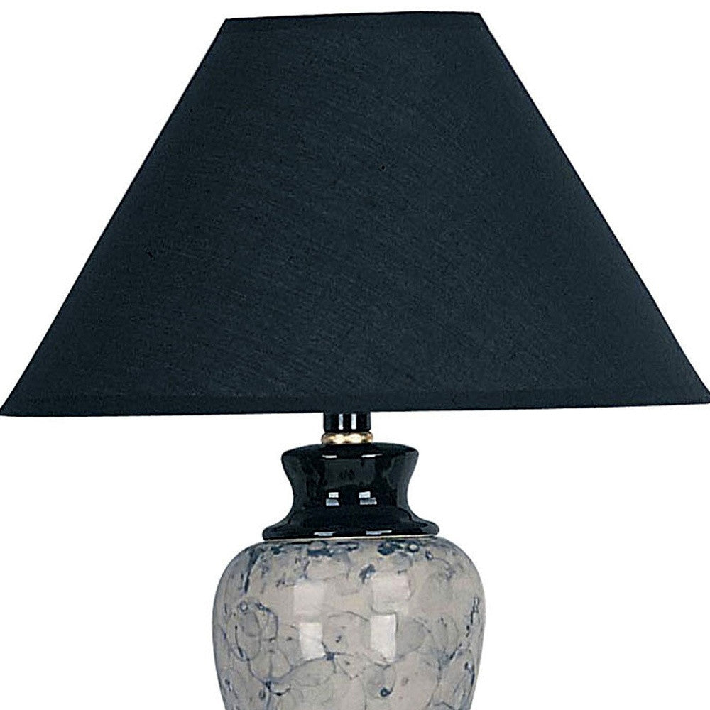 13" Black Ceramic Bedside Table Lamp With Black Shade