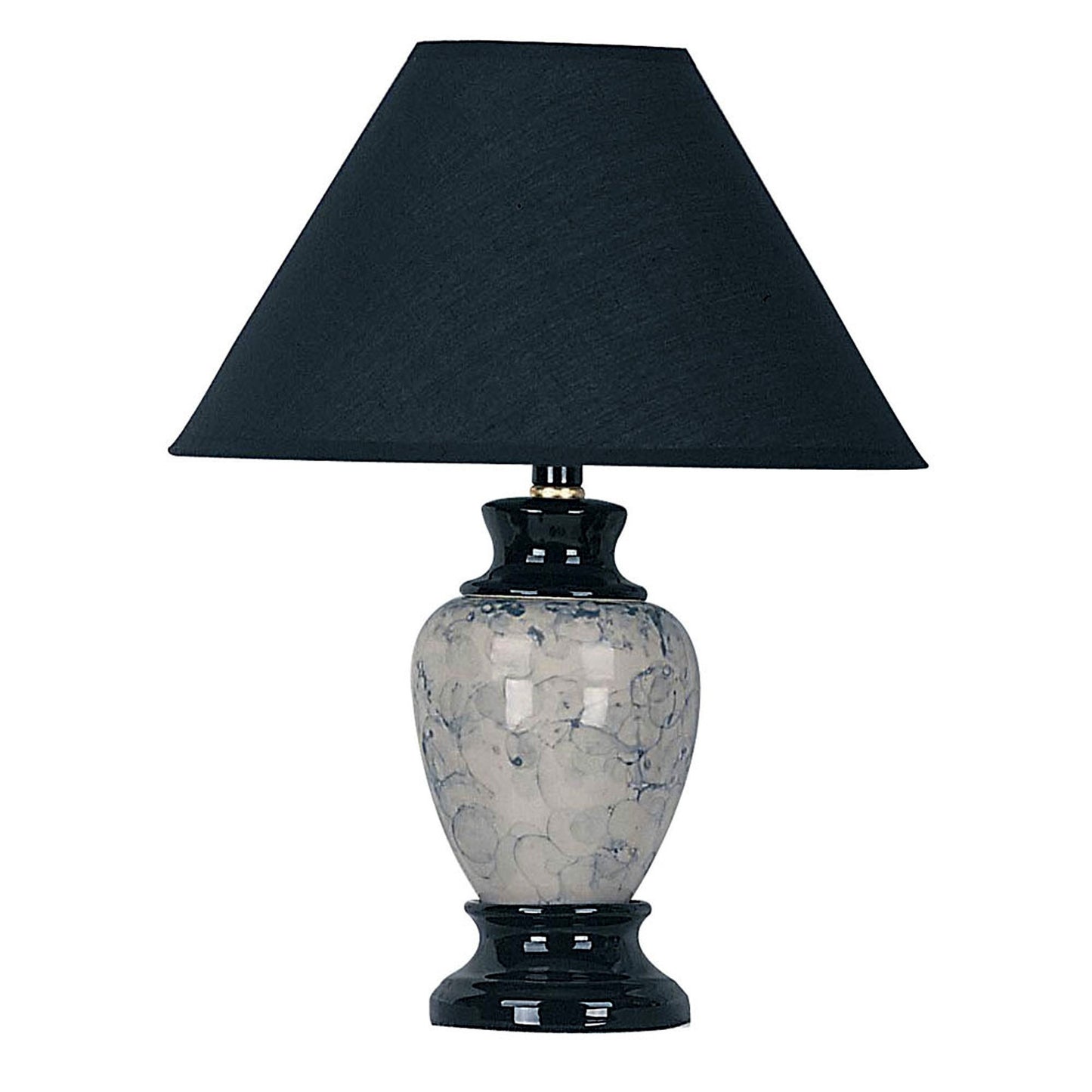 13" Black Ceramic Bedside Table Lamp With Black Shade