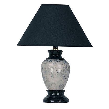 13" Black Ceramic Bedside Table Lamp With Black Shade HomeRoots