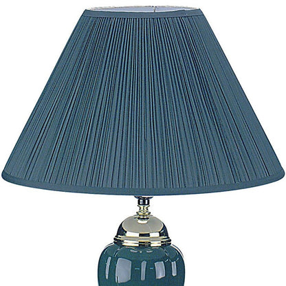 27" Teal Blue and Gold Ceramic Urn Table Lamp With Teal Blue Empire Shade