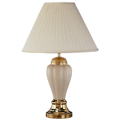 27" Ivory and Gold Ceramic Urn Table Lamp With Off White Empire Shade HomeRoots