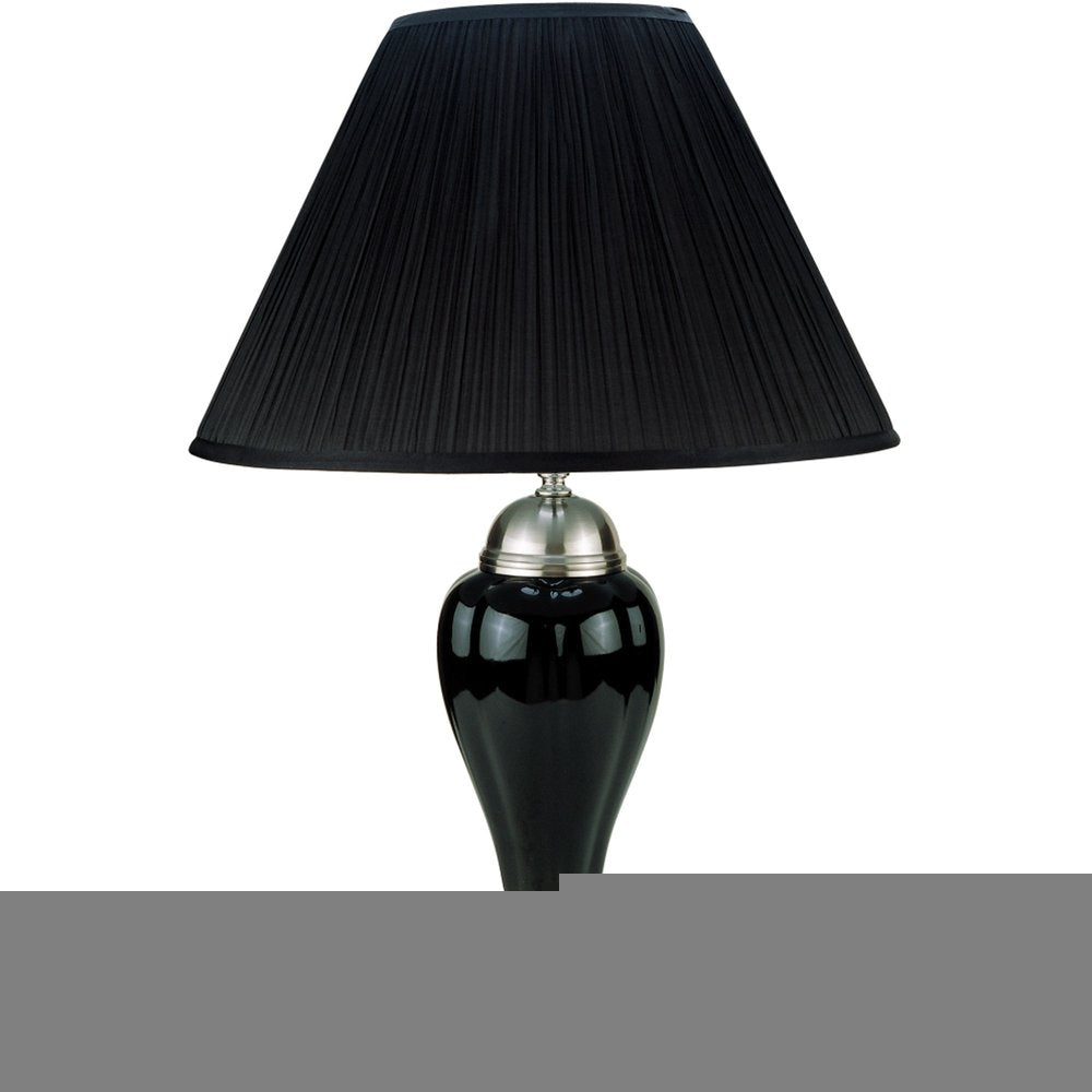 27" Black and Silver Ceramic Urn Table Lamp With Black Empire Shade HomeRoots
