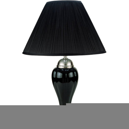 27" Black and Silver Ceramic Urn Table Lamp With Black Empire Shade HomeRoots