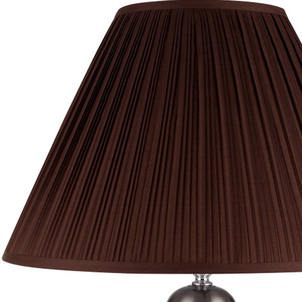 27" Silver Ceramic Urn Bedside Table Lamp With Brown Empire Shade HomeRoots