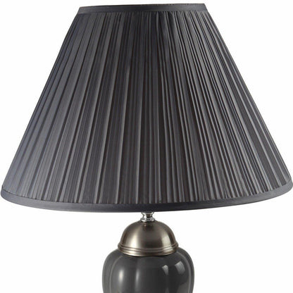 27" Silver Ceramic Urn Bedside Table Lamp With Brown Empire Shade HomeRoots