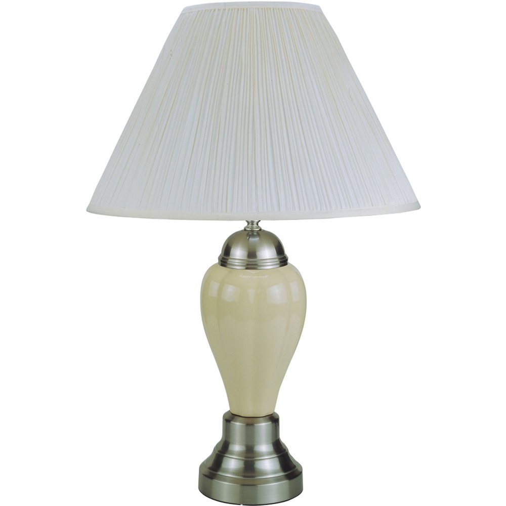 27" Silver Ceramic Urn Bedside Table Lamp With Brown Empire Shade — view 13