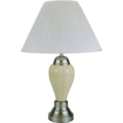 27" Silver Ceramic Urn Bedside Table Lamp With Brown Empire Shade HomeRoots
