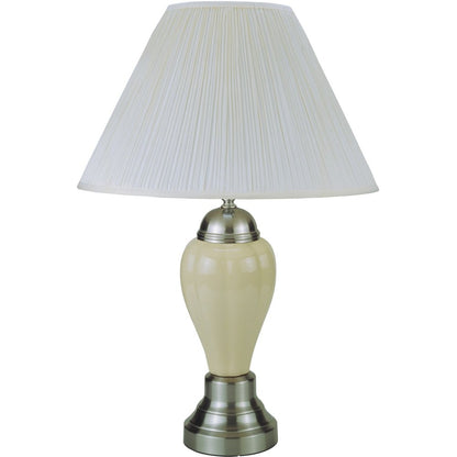 27" Gray and Silver Metal Urn Table Lamp With Gray Empire Shade HomeRoots