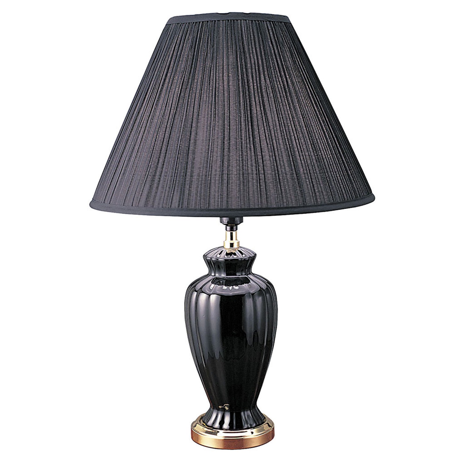 26" Gold Bedside Table Lamp With Black Empire Shade